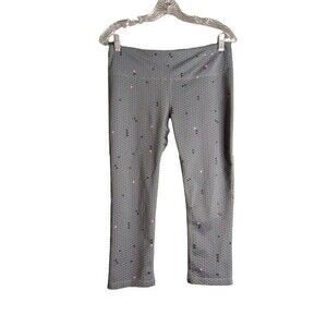 GapFit G Fast Capri Leggings Charcoal Pink Black Triangle Print Size Medium